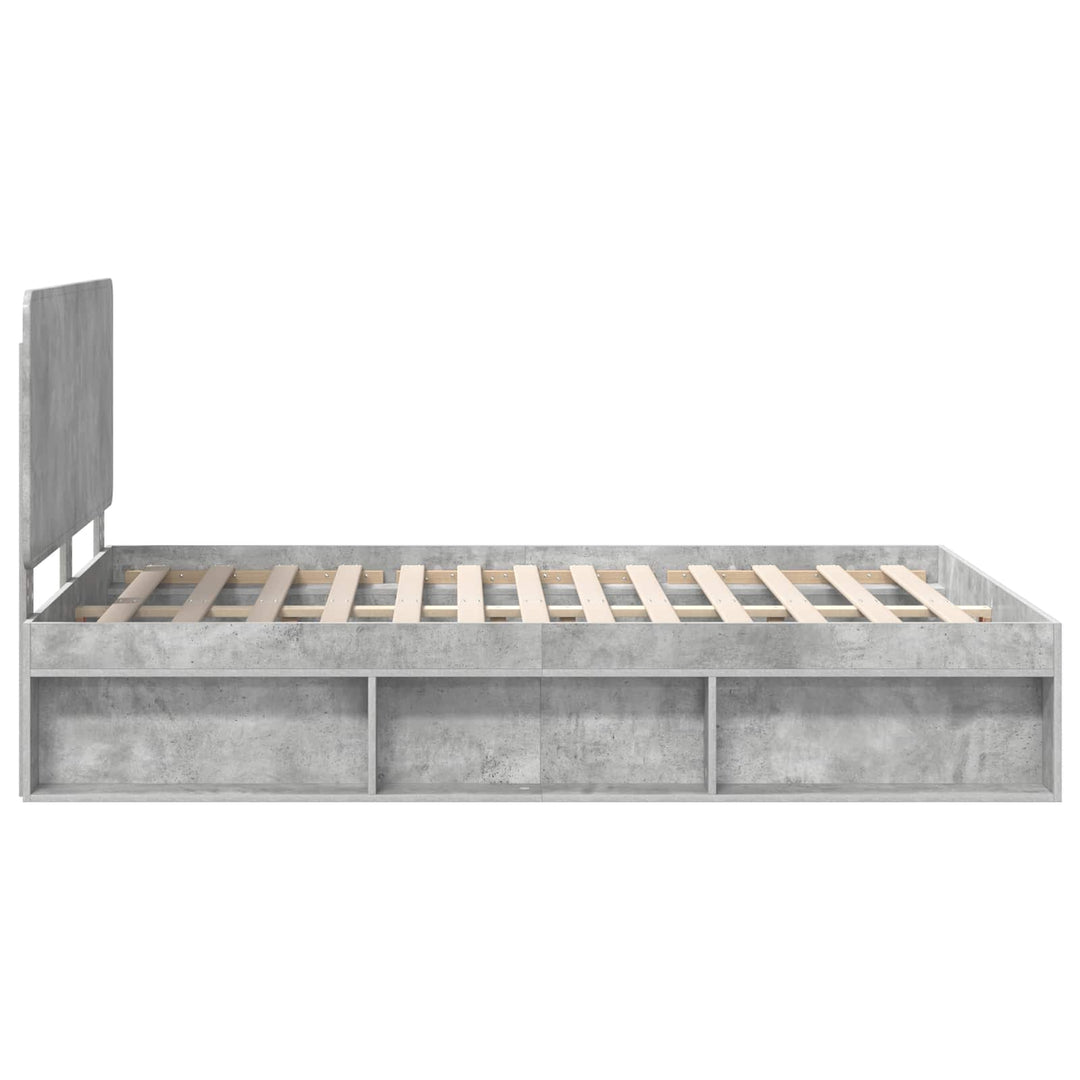 Sengestel med hovedgærde Beton 140 x 190 cm Massiv fyrretræ