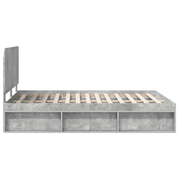 Sengestel med hovedgærde Beton 140 x 190 cm Massiv fyrretræ