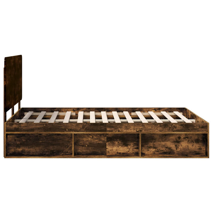 Sengestel med hovedgærde Røget eg 140 x 190 cm Massiv fyrretræ