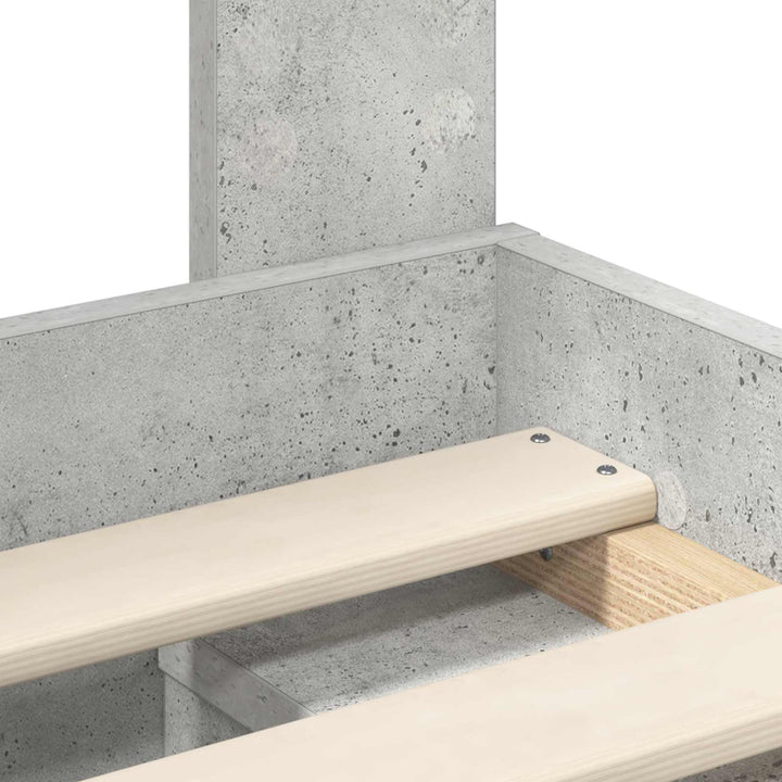 Sengestel med hovedgærde Beton Grå 135 x 190 cm Massiv fyrretræ