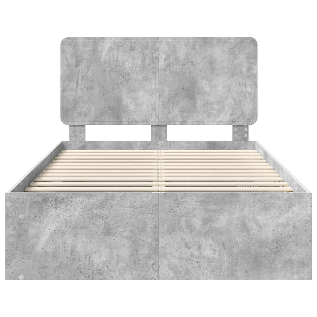 Sengestel med hovedgærde Beton Grå 135 x 190 cm Massiv fyrretræ