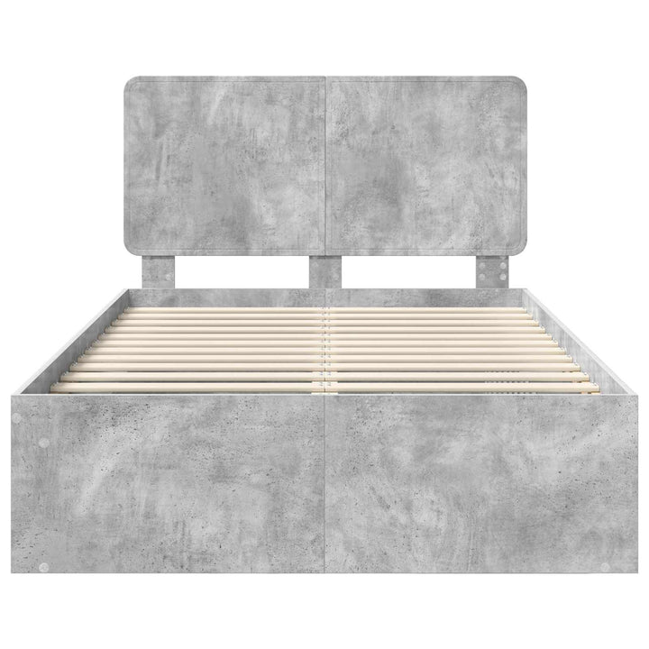Sengestel med hovedgærde Beton Grå 135 x 190 cm Massiv fyrretræ