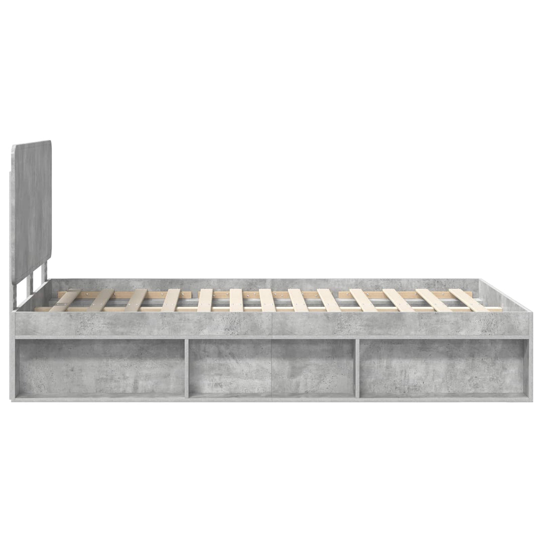 Sengestel med hovedgærde Beton Grå 135 x 190 cm Massiv fyrretræ