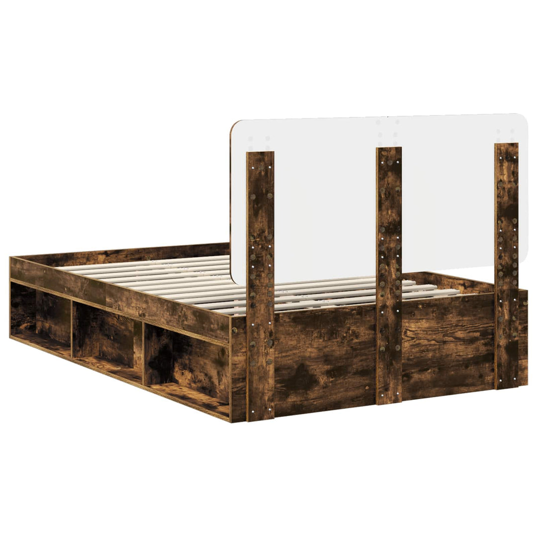Sengestel med hovedgærde Røget eg 135 x 190 cm Massiv fyrretræ