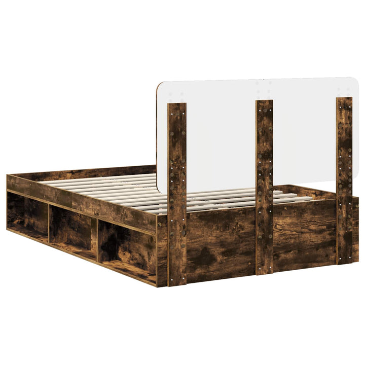Sengestel med hovedgærde Røget eg 135 x 190 cm Massiv fyrretræ