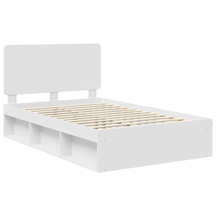 Sengestel med hovedgærde Hvid 120 x 200 cm Massiv fyrretræ