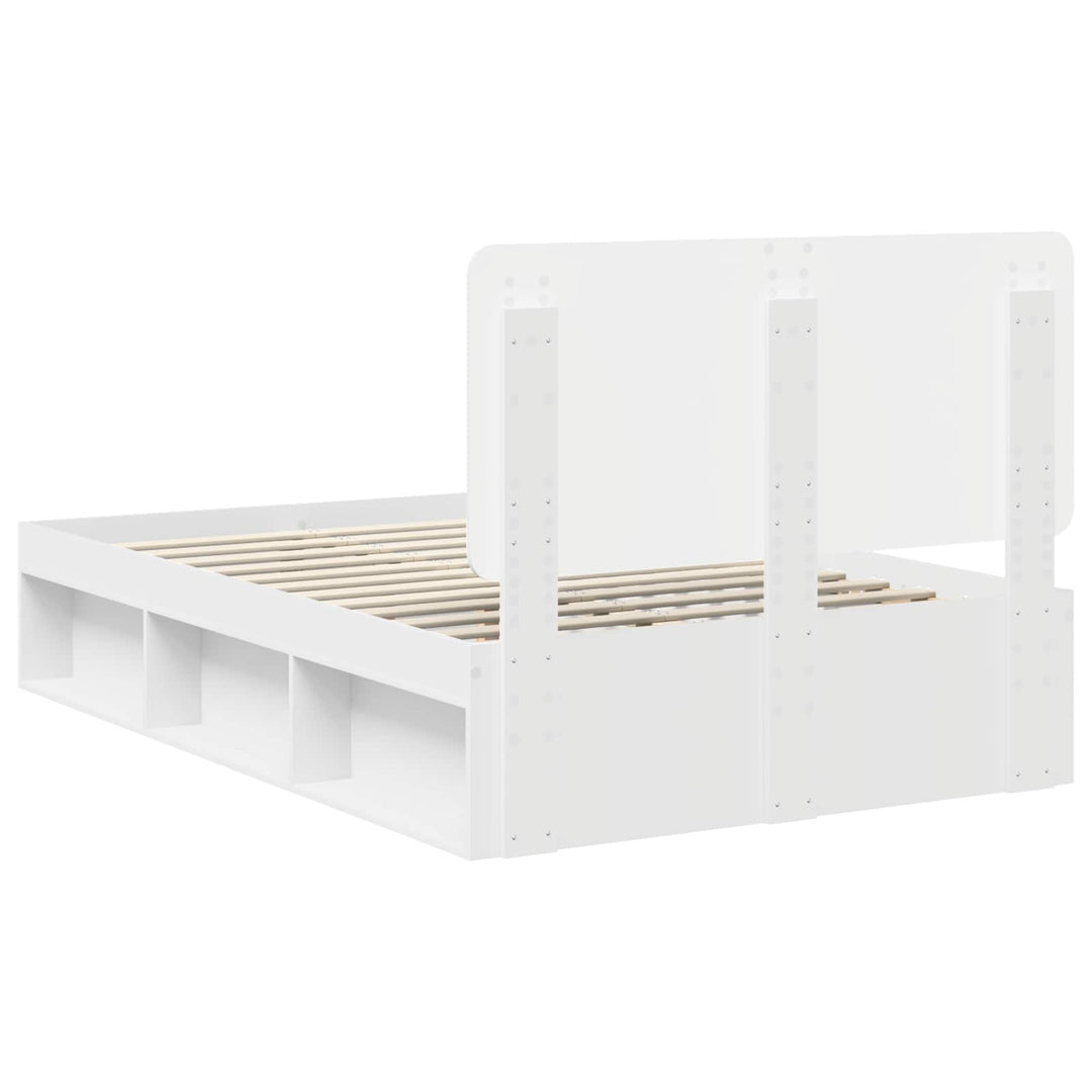 Sengestel med hovedgærde Hvid 120 x 200 cm Massiv fyrretræ