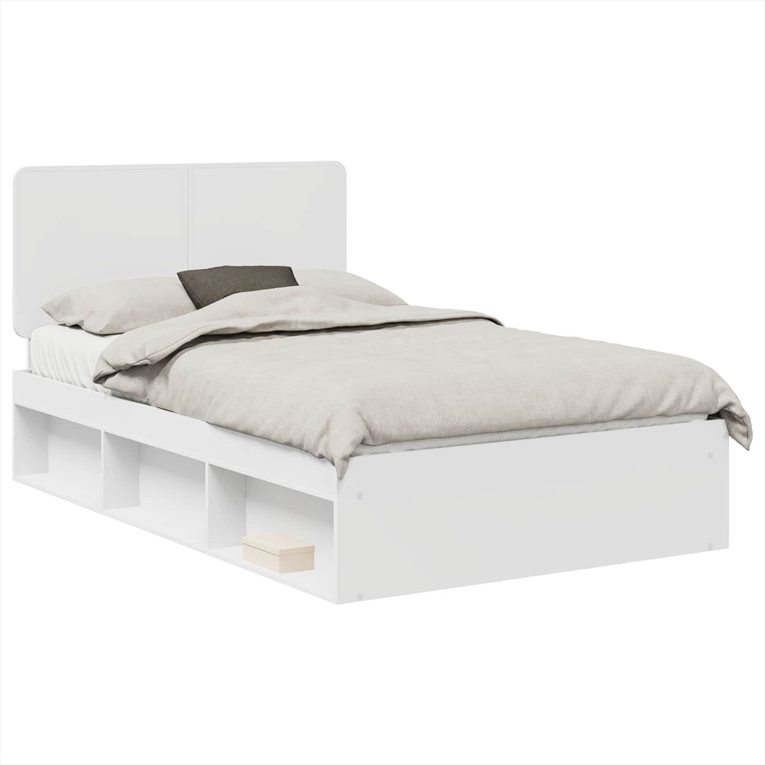 Sengestel med hovedgærde Hvid 120 x 190 cm Massiv fyrretræ
