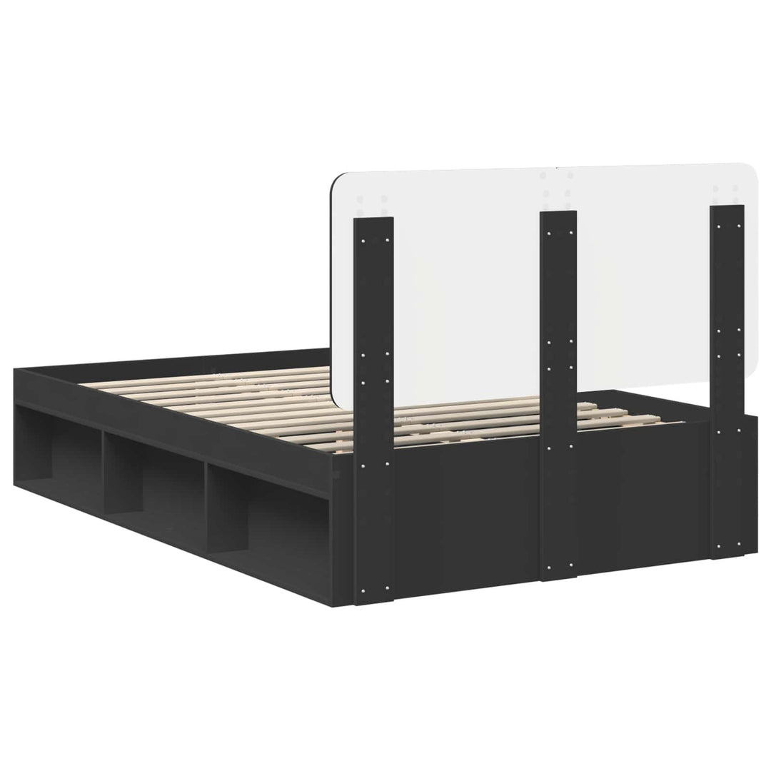 Sengestel med hovedgærde Sort 120 x 190 cm Massiv fyrretræ