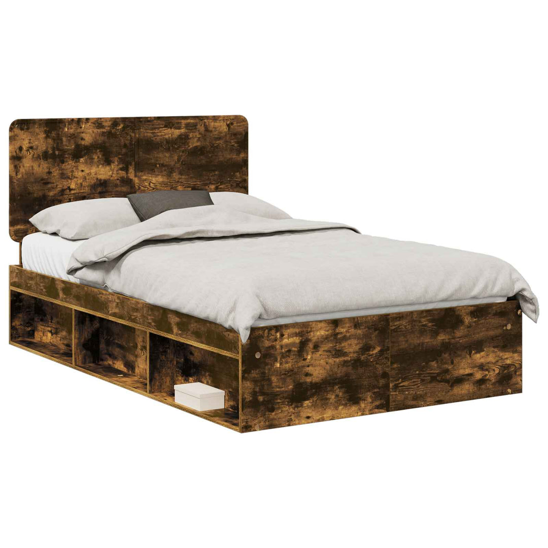Sengestel med hovedgærde Røget eg 120 x 190 cm Massiv fyrretræ