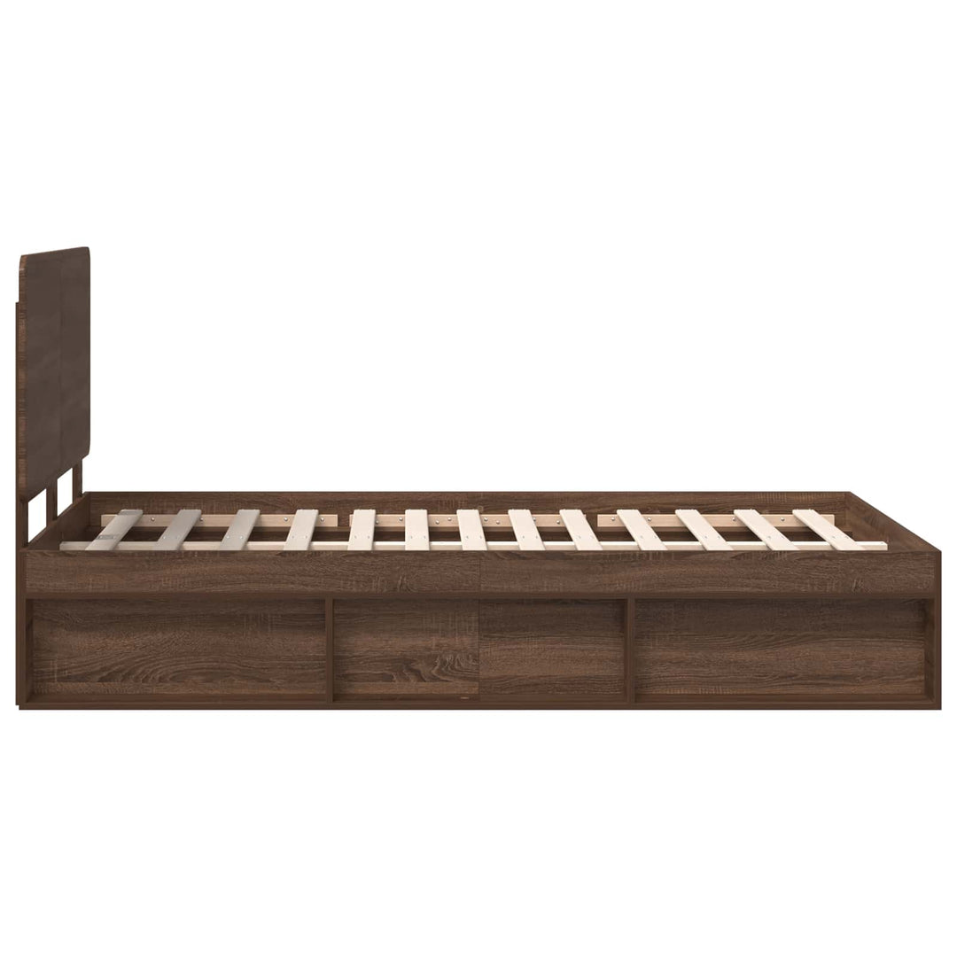 Sengestel med hovedgærde Brun eg 120 x 190 cm Massiv fyrretræ