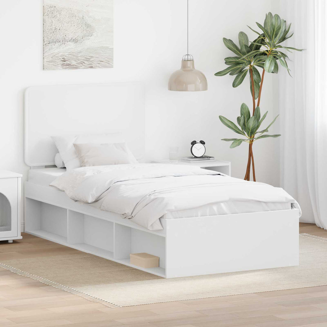 Sengestel med hovedgærde Hvid 100 x 200 cm Massiv fyrretræ