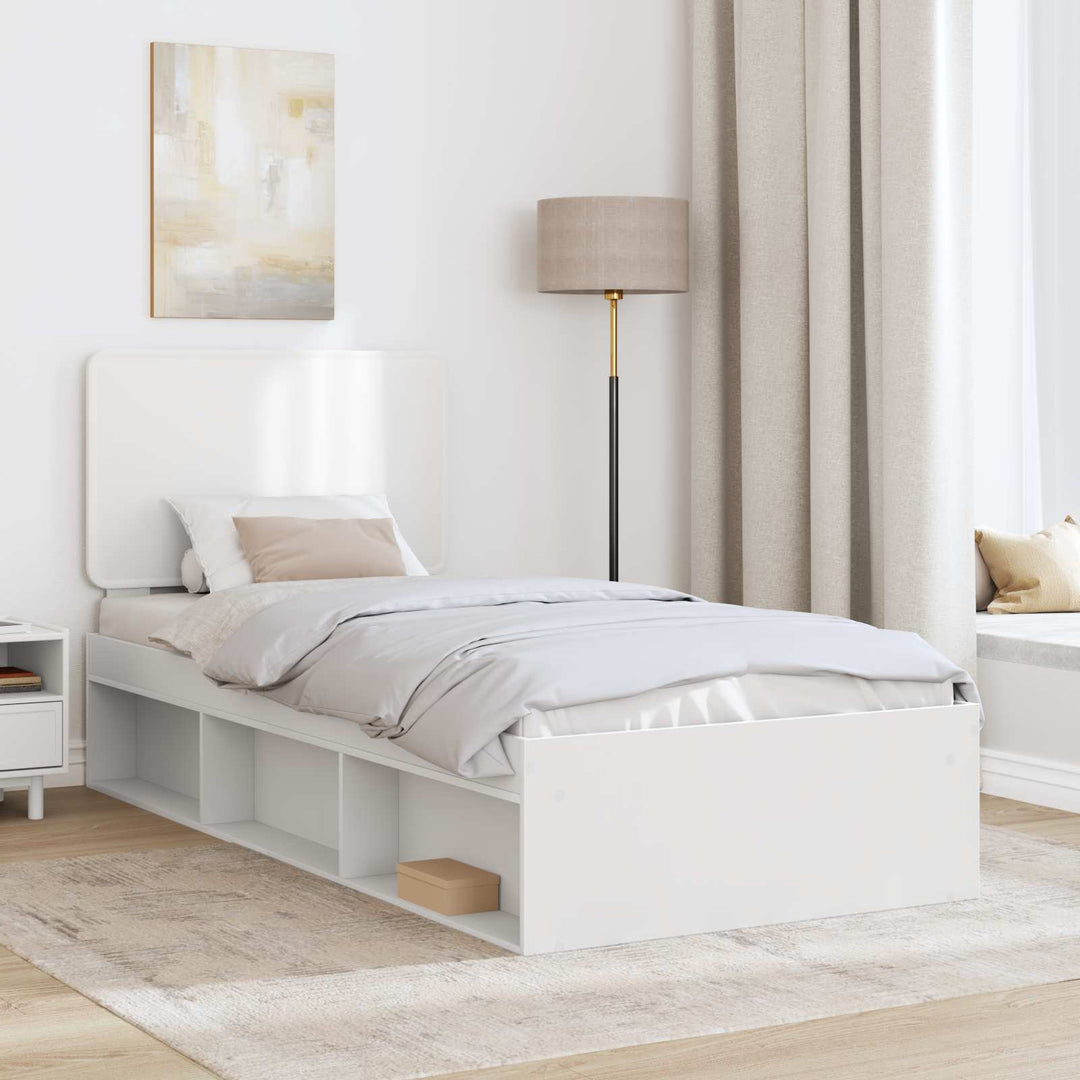Sengestel med hovedgærde Hvid 100 x 200 cm Massiv fyrretræ