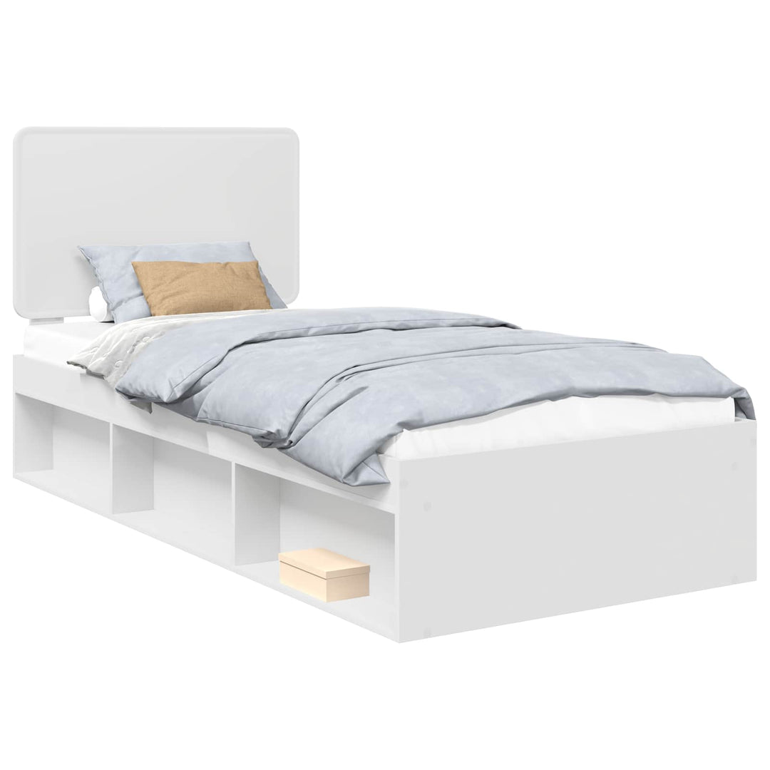 Sengestel med hovedgærde Hvid 100 x 200 cm Massiv fyrretræ