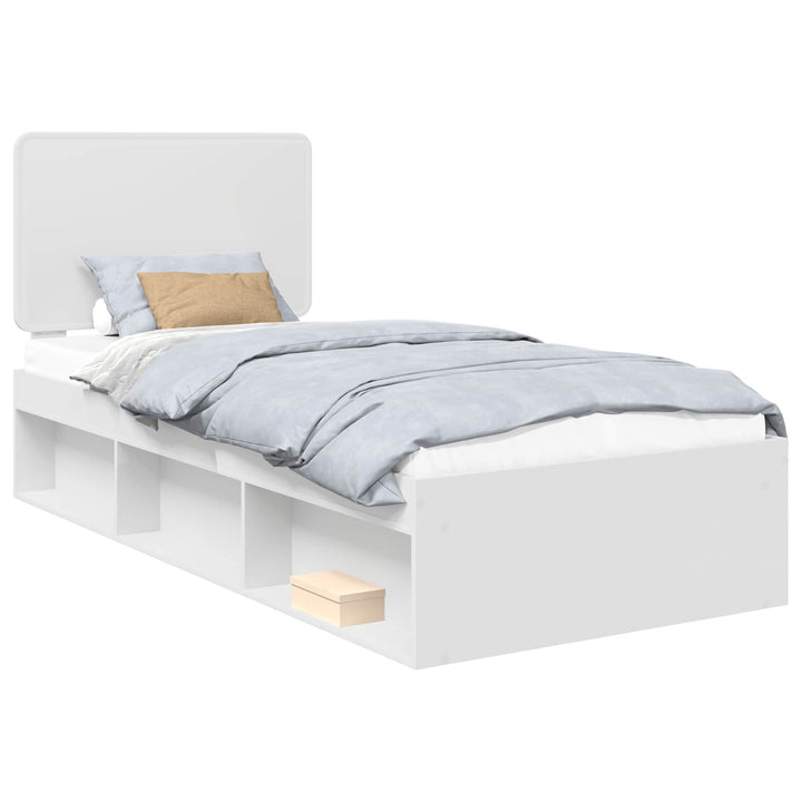 Sengestel med hovedgærde Hvid 100 x 200 cm Massiv fyrretræ