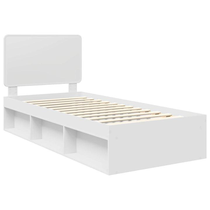 Sengestel med hovedgærde Hvid 100 x 200 cm Massiv fyrretræ