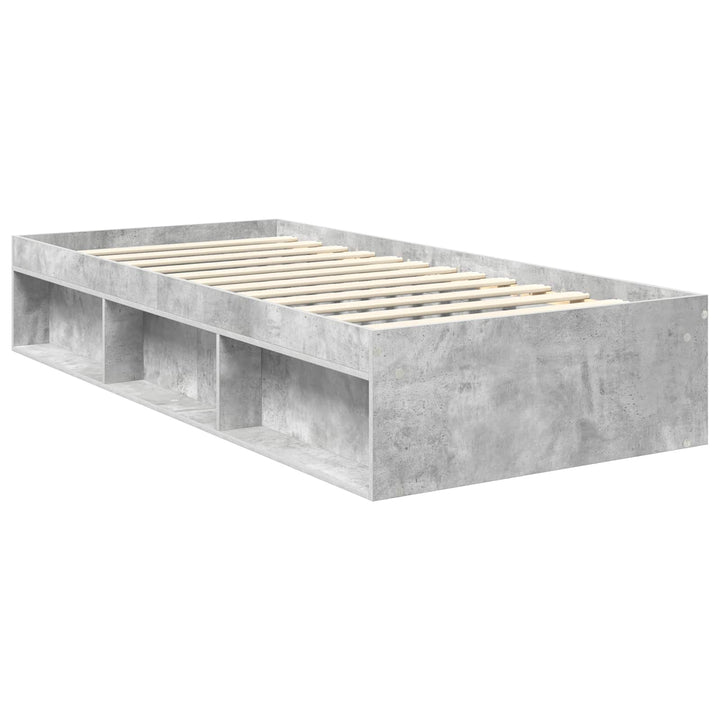 Sengestel med hovedgærde Beton 90 x 200 cm Massiv fyrretræ