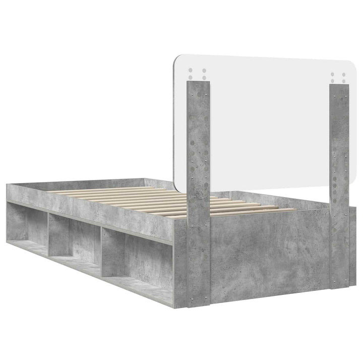 Sengestel med hovedgærde Beton 90 x 200 cm Massiv fyrretræ