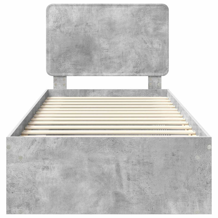 Sengestel med hovedgærde Beton 90 x 200 cm Massiv fyrretræ