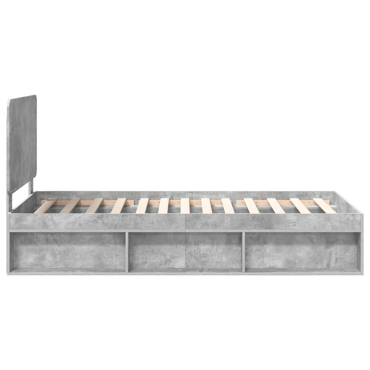 Sengestel med hovedgærde Beton 90 x 200 cm Massiv fyrretræ