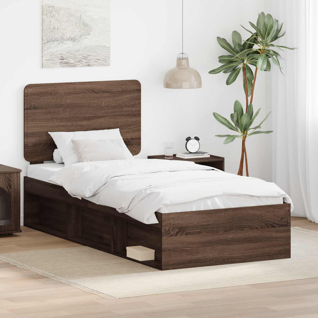 Sengestel med hovedgærde Brun eg 90 x 200 cm Massiv fyrretræ