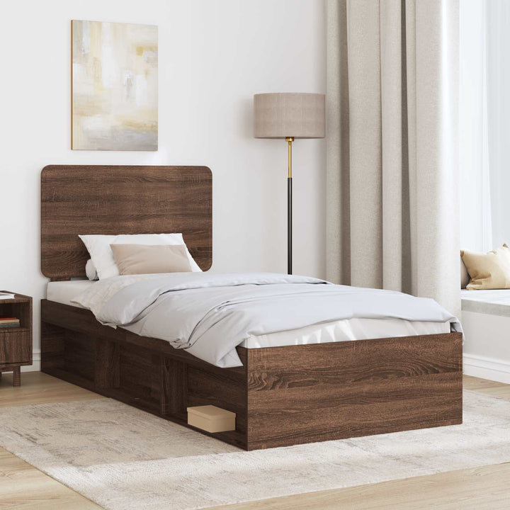 Sengestel med hovedgærde Brun eg 90 x 200 cm Massiv fyrretræ