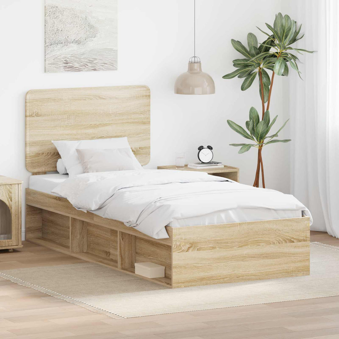 Sengestel med hovedgærde Sonoma eg 75 x 190 cm Massiv fyrretræ