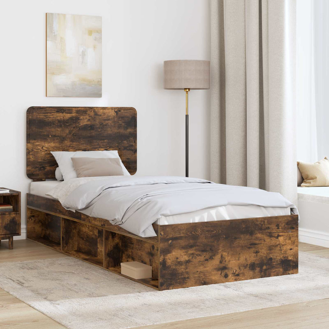 Sengestel med hovedgærde Røget eg 75 x 190 cm Massiv fyrretræ
