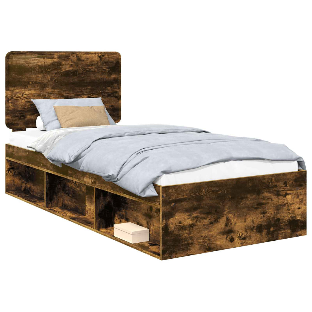 Sengestel med hovedgærde Røget eg 75 x 190 cm Massiv fyrretræ