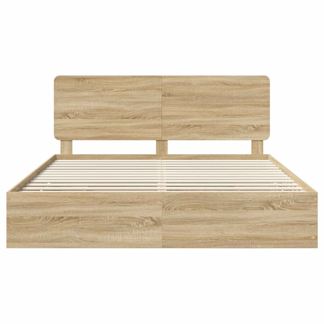 Sengestel med skuffe Sonoma eg 200 x 200 cm Ingeniørtræ