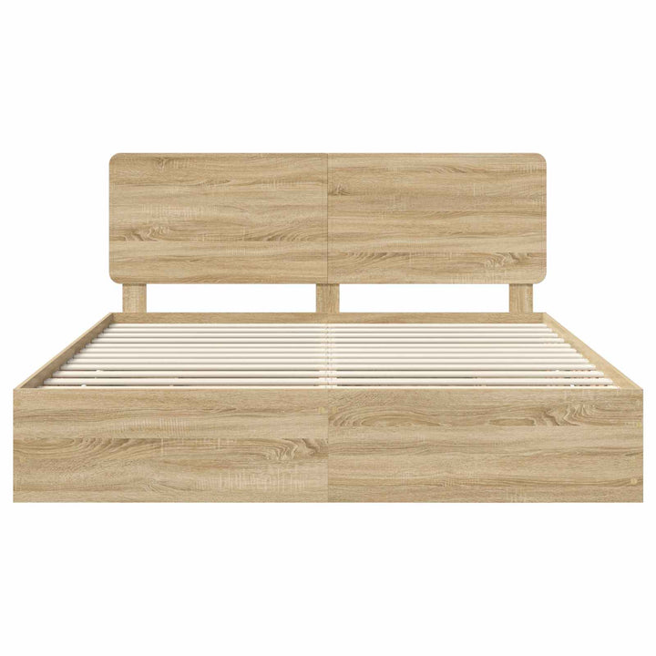 Sengestel med skuffe Sonoma eg 200 x 200 cm Ingeniørtræ