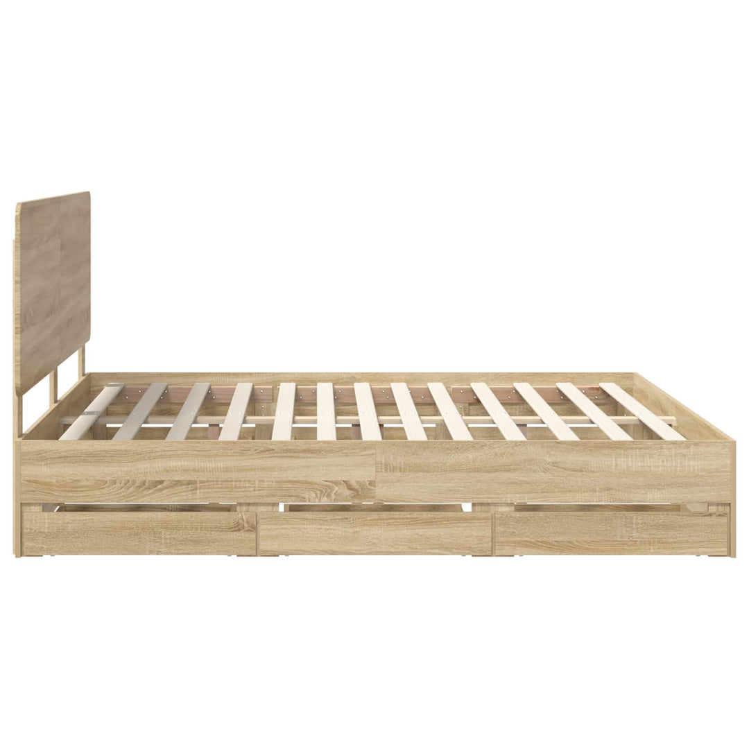 Sengestel med skuffe Sonoma eg 200 x 200 cm Ingeniørtræ
