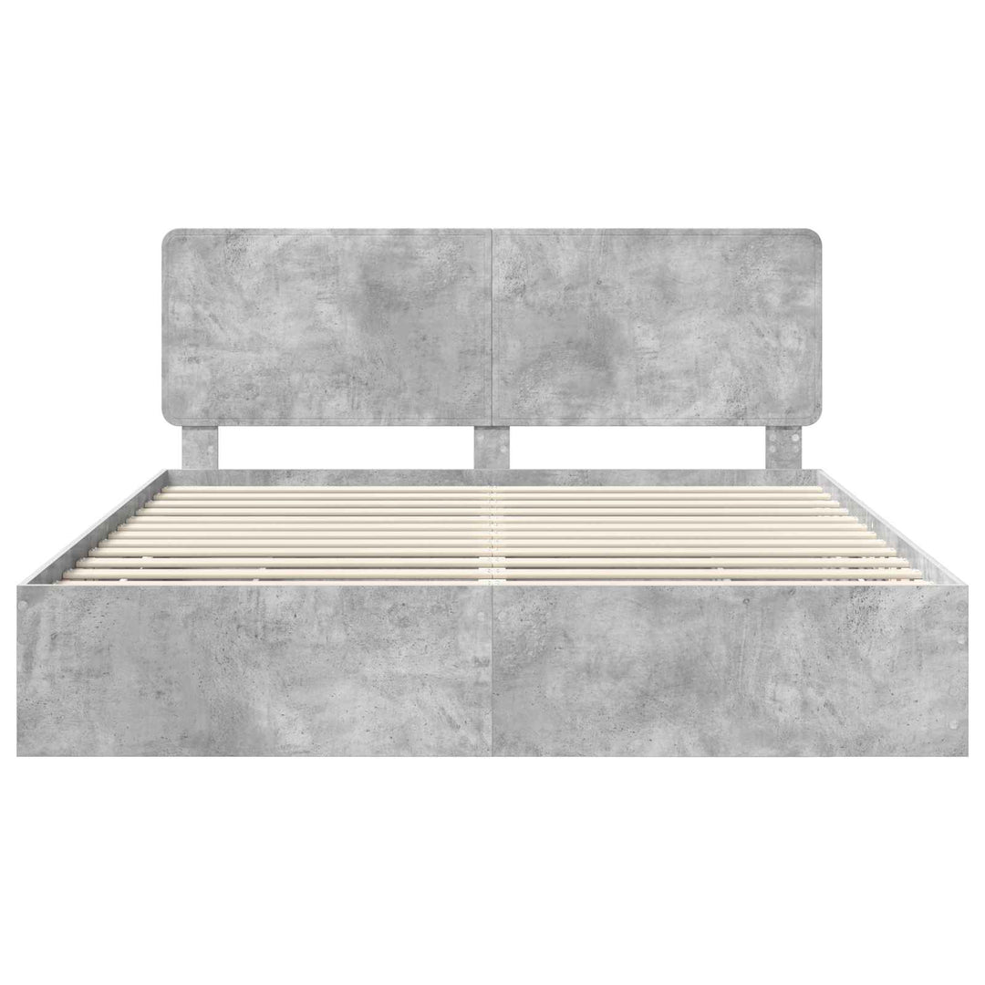 Sengestel med skuffe Beton Grå 200 x 200 cm Ingeniørtræ