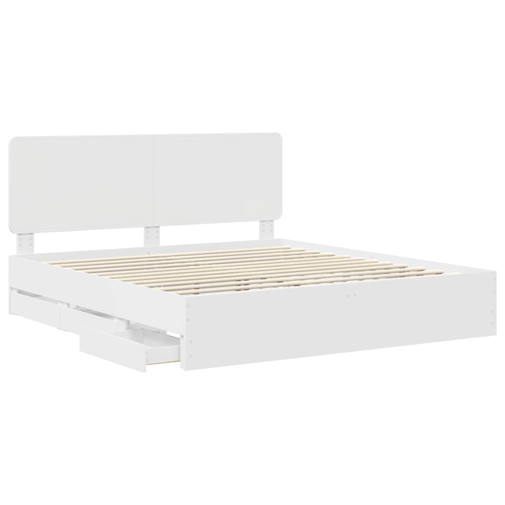 Sengestel med skuffe Hvid 180 x 200 cm Ingeniørtræ