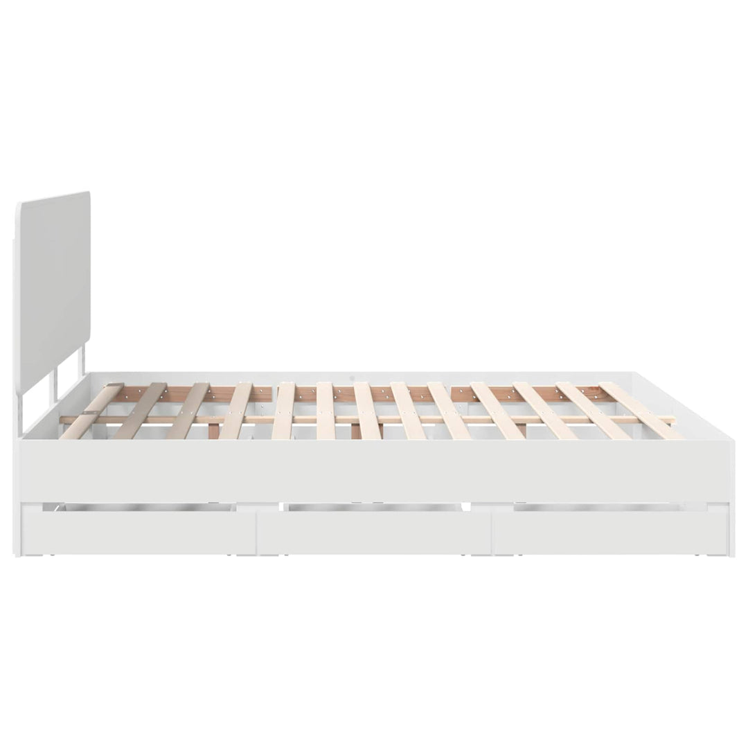 Sengestel med skuffe Hvid 180 x 200 cm Ingeniørtræ