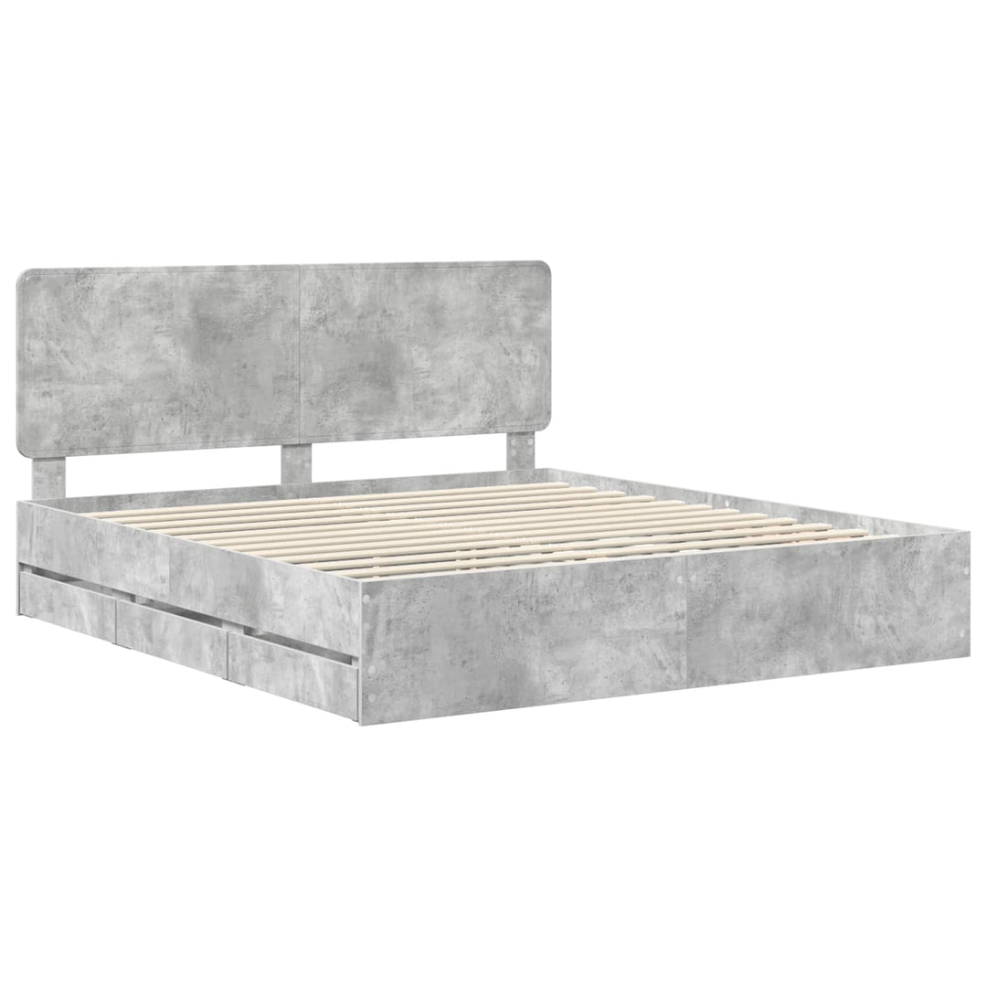 Sengestel med skuffe Beton Grå 180 x 200 cm Ingeniørtræ