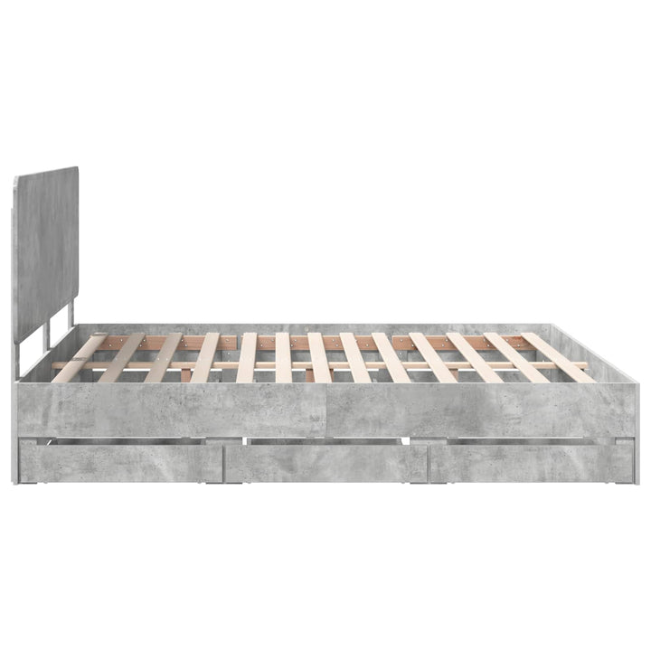 Sengestel med skuffe Beton Grå 180 x 200 cm Ingeniørtræ