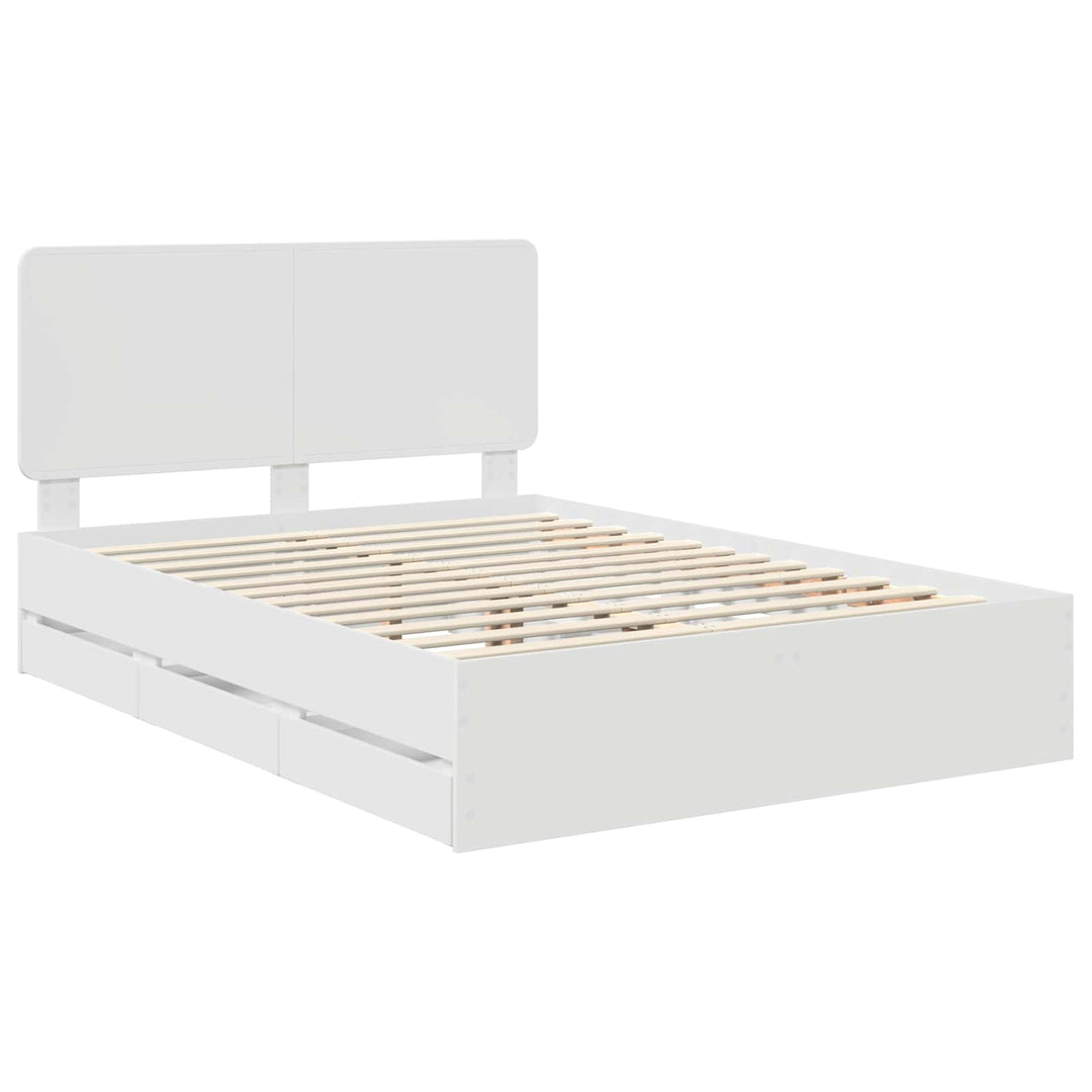 Sengestel med skuffe Hvid 160 x 200 cm Ingeniørtræ
