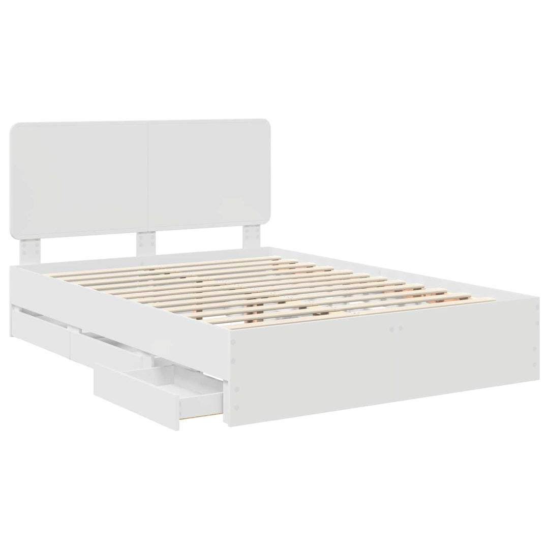 Sengestel med skuffe Hvid 160 x 200 cm Ingeniørtræ