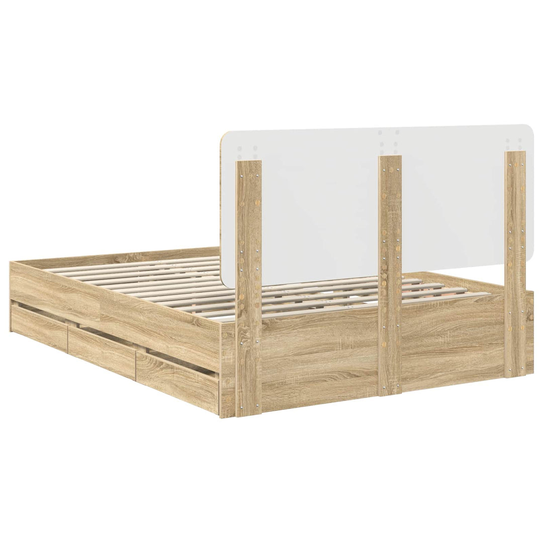 Sengestel med skuffe Sonoma eg 160 x 200 cm Ingeniørtræ