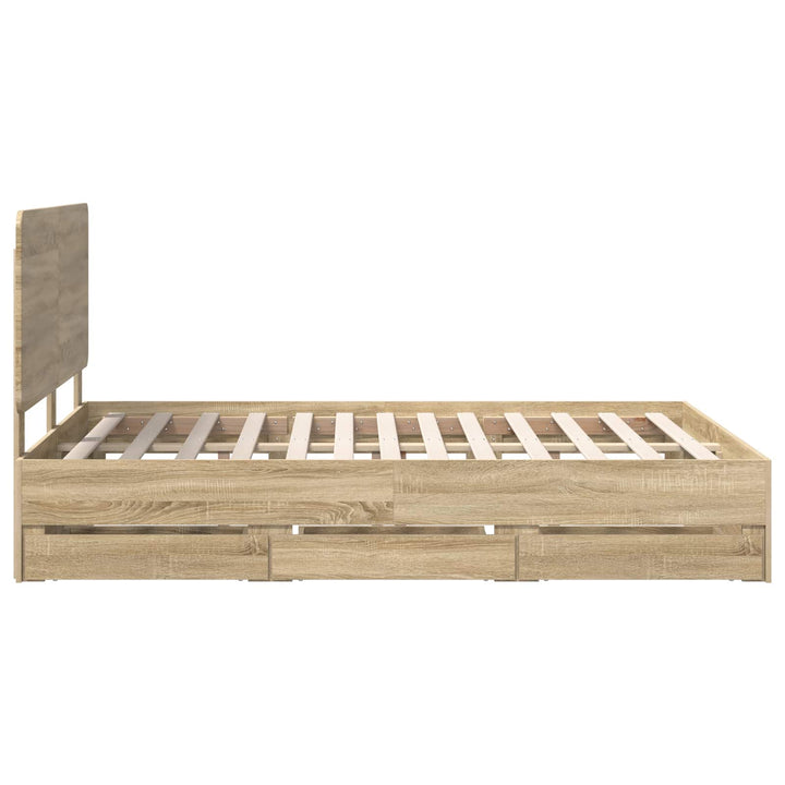 Sengestel med skuffe Sonoma eg 160 x 200 cm Ingeniørtræ