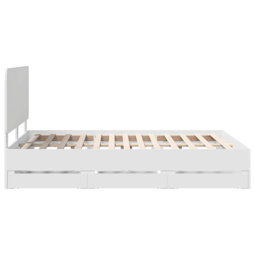 Sengestel med skuffe Hvid 150 x 200 cm Ingeniørtræ