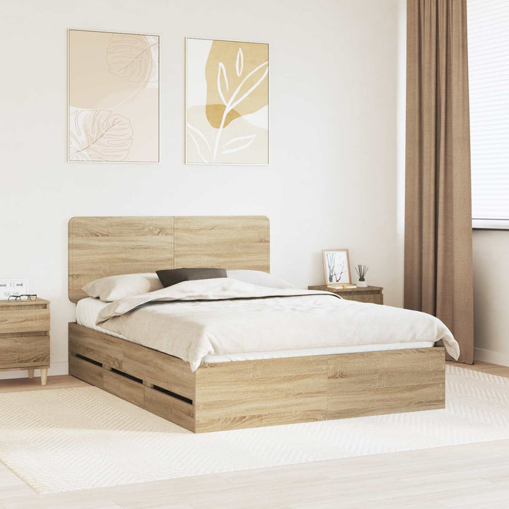 Sengestel med skuffe Sonoma eg 150 x 200 cm Ingeniørtræ