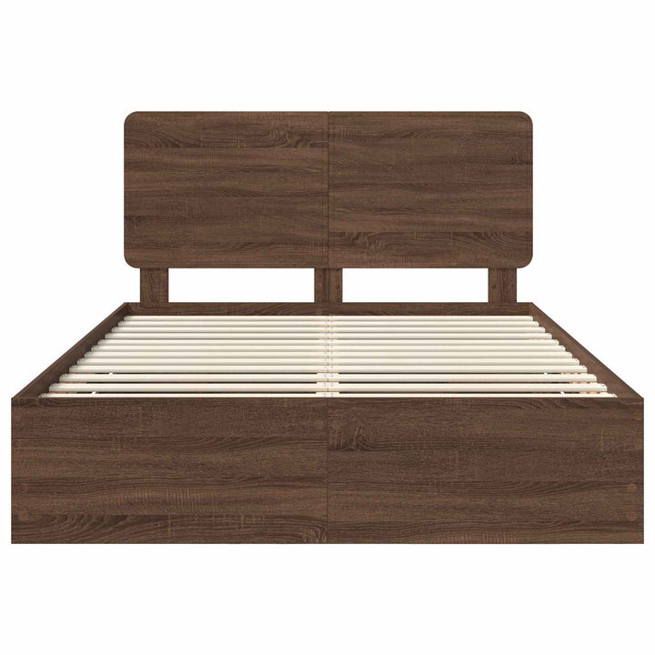 Sengestel med skuffe Brun eg 150 x 200 cm Ingeniørtræ
