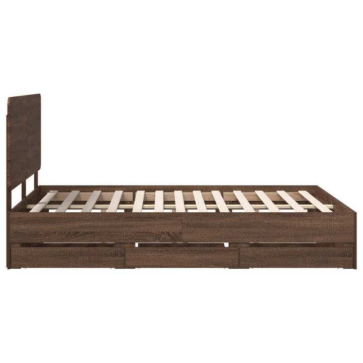 Sengestel med skuffe Brun eg 150 x 200 cm Ingeniørtræ