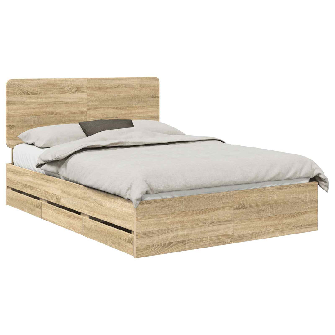 Sengestel med skuffe Sonoma eg 140 x 200 cm Ingeniørtræ