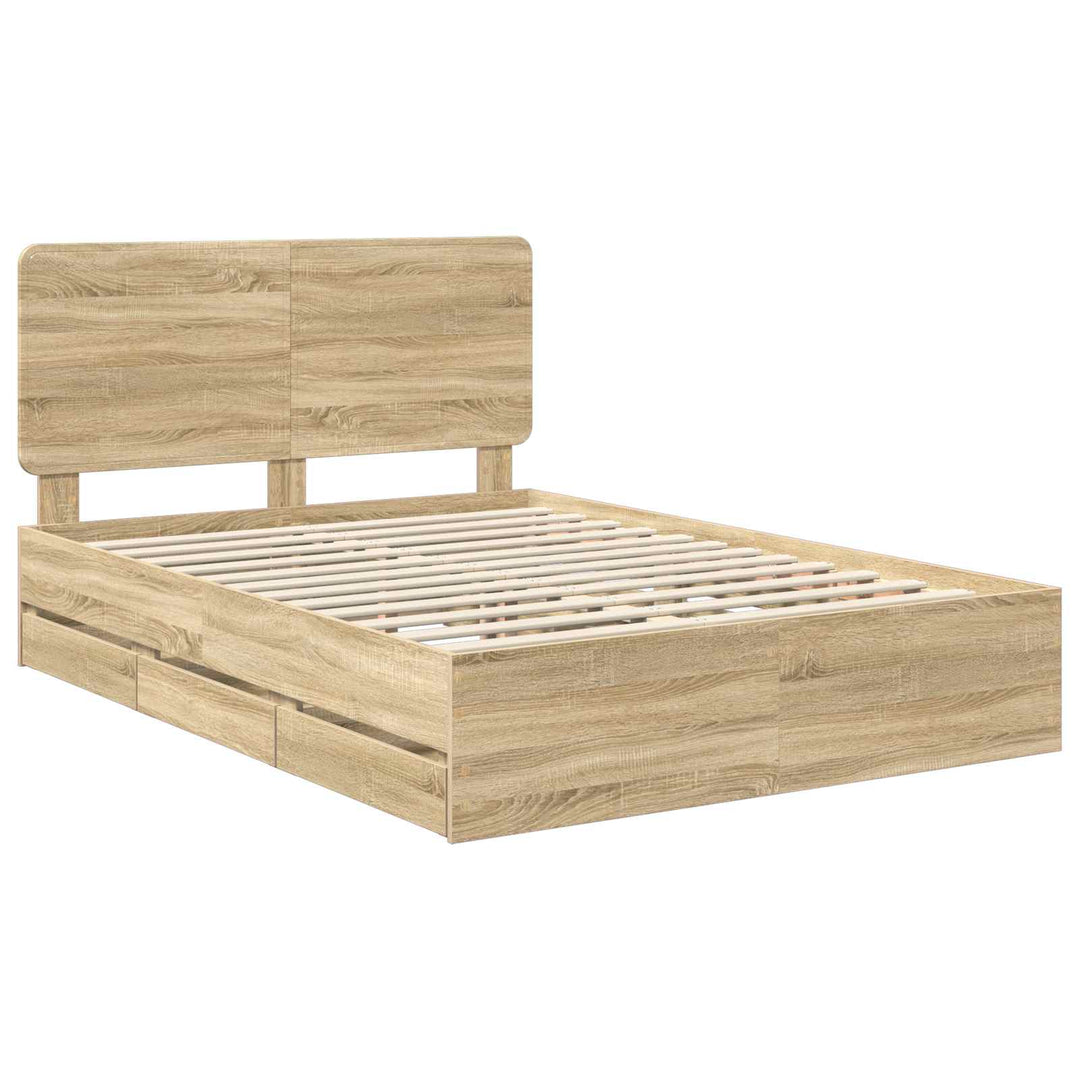Sengestel med skuffe Sonoma eg 140 x 200 cm Ingeniørtræ
