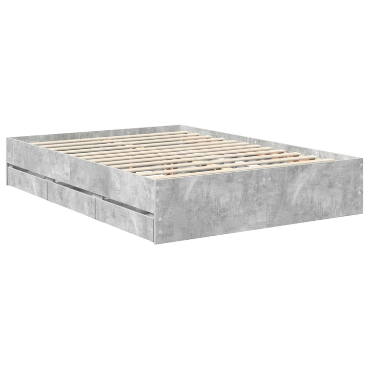 Sengestel med skuffe Beton Grå 140 x 200 cm Ingeniørtræ