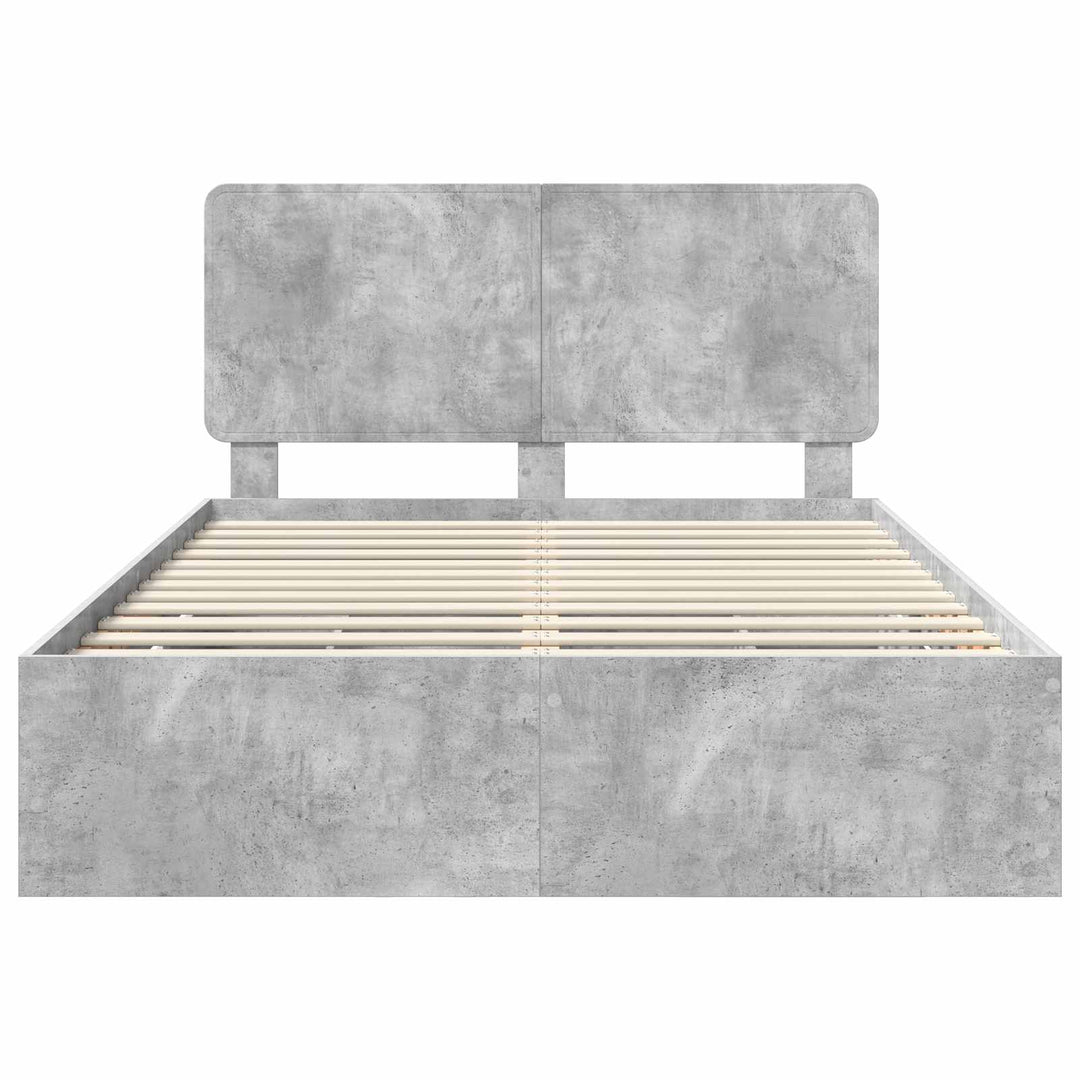 Sengestel med skuffe Beton Grå 140 x 200 cm Ingeniørtræ