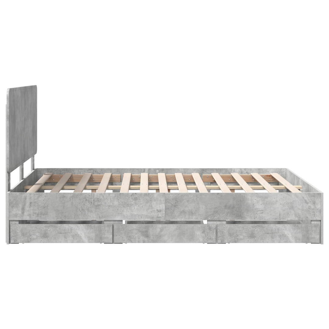 Sengestel med skuffe Beton Grå 140 x 200 cm Ingeniørtræ